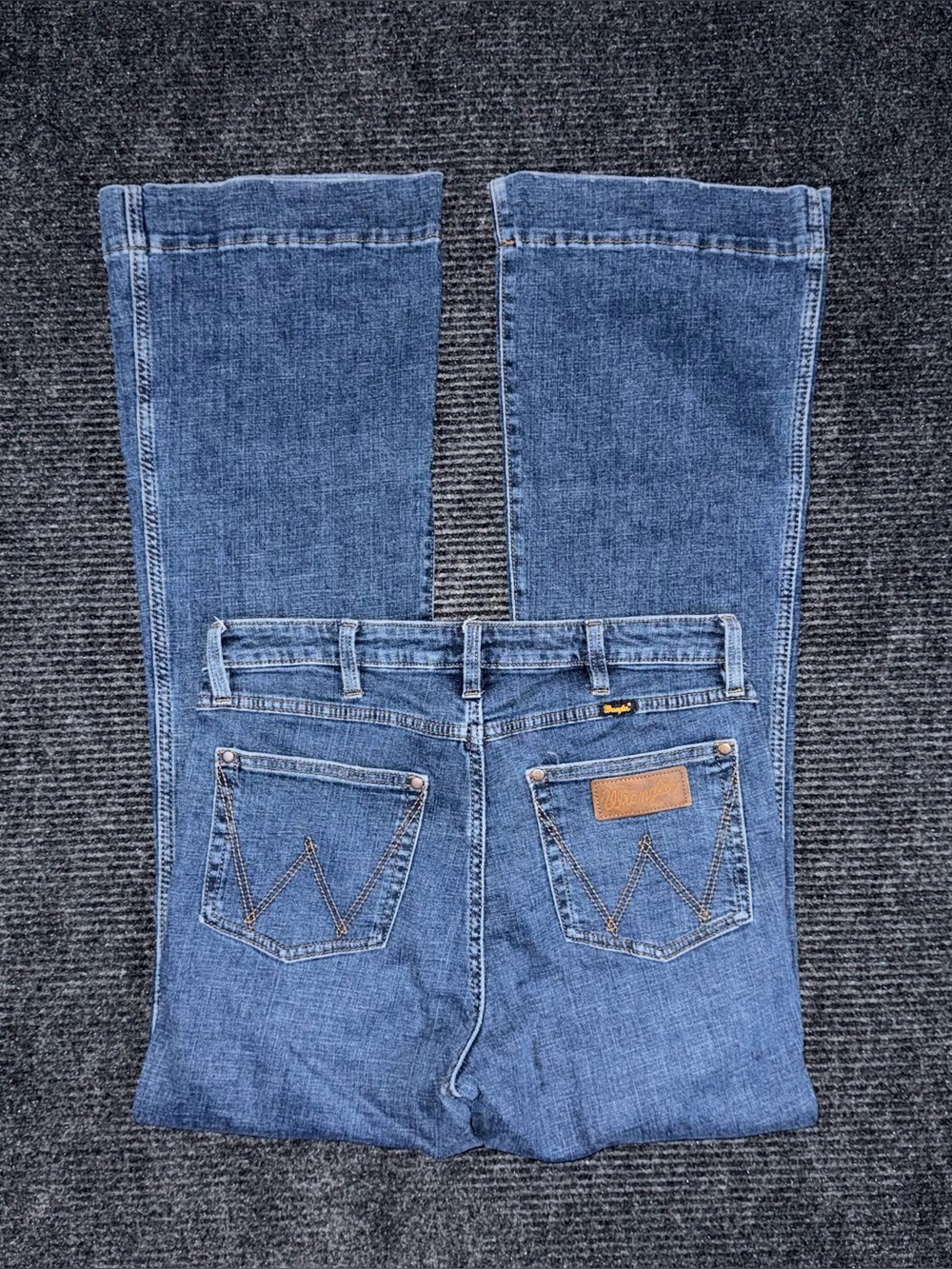 Wrangler Retro High Rise Trouser Stretch Jeans 30 x 34 Dark Blue Denim Western
